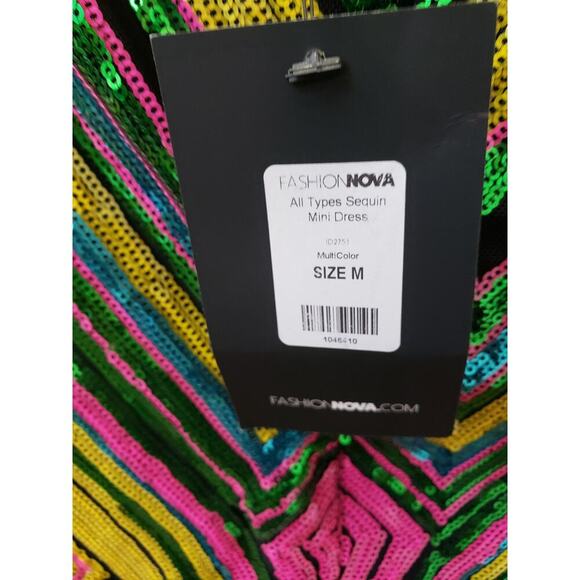 Fashion Nova Mini Dress Womens Medium Multi All Types Sequin Detailed Sleeveless - Picture 6 of 13